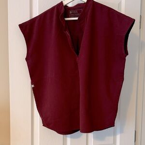 Figs Burgundy Rafaela - Mandarin Collar Scrub Top